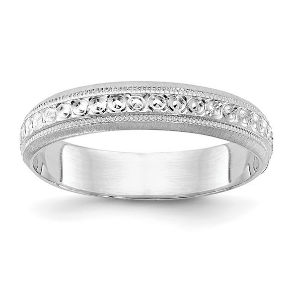 Auriga 14k White Gold 3mm Design Etched Women's Wedding Band Size- 5