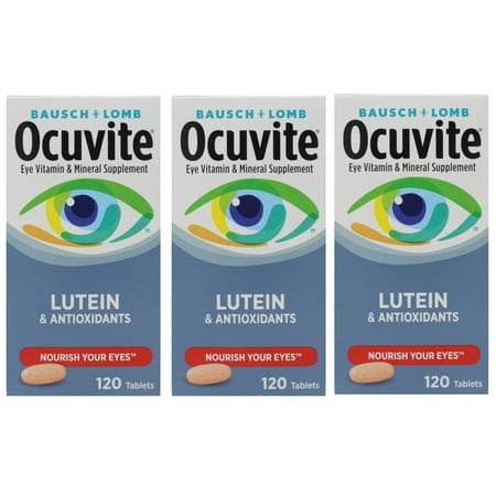Ocuvite Eye Vitamin & Mineral Supplement Tablets, Lutein & Antioxidants, Nourish Your Eyes, 120 Count (Pack of 3)