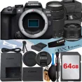 thumbnail image 1 of Canon EOS R10 Mirrorless Camera with RF-S 18-45mm + EF 75-300mm Lens + 64GB Memory Card + Case + ZeeTech Accessory Bundle, 1 of 8