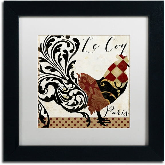 Trademark Fine Art "Roosters of Paris II" Canvas Art by Color Bakery White Matte, Black Frame