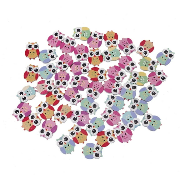 BQBQERT 50/100Pcs Mixed Animals Wooden Buttons 2 Holes Sewing Craft Scrapbooking