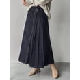 thumbnail image 4 of Womens Blue Asymmetrical Pleated Denim Midi Skirt Casual Style, 4 of 8