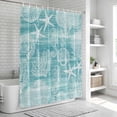 thumbnail image 6 of Turquoise Coastal Bathroom Shower Curtains with 12 Hooks Waterproof Shower Curtain for Stalls and Bathtubs Nautical Coral Starfish Shell Seahorse Ocean Decorative Bathroom Curtain 72x78 Inches, 6 of 9