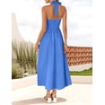 thumbnail image 3 of Vestido de verano ZESICA, sin mangas, halter, midi, azul real, para mujer, 3 of 7