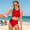 thumbnail image 2 of XZNPDUCQ Girls Swimsuit Bikini Sets 2 Piece Color Block Bathing Suits For Teen Girls Swimwear Swimming Suit For Girls 9-10 Years Red, 2 of 9