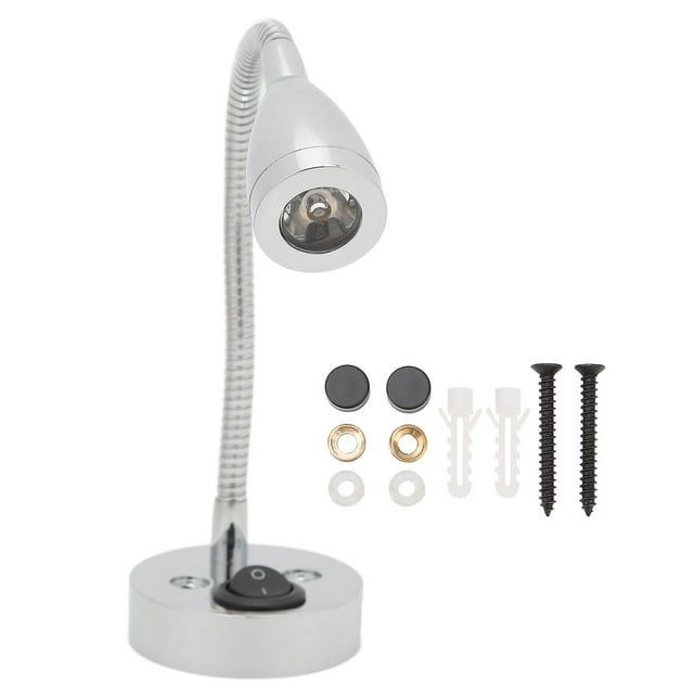 360 Degree Swivel LED RV Bedside Light Flexible Gooseneck Lamp for Boat RV Truck Car DC 12V-24V Chrome