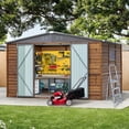 thumbnail image 6 of 8x10 FT Iron-Wood Combination Tool Shed with 2 Translucent Windows, Bright Garden Room & Outdoor Workshop for Backyard, 6 of 12