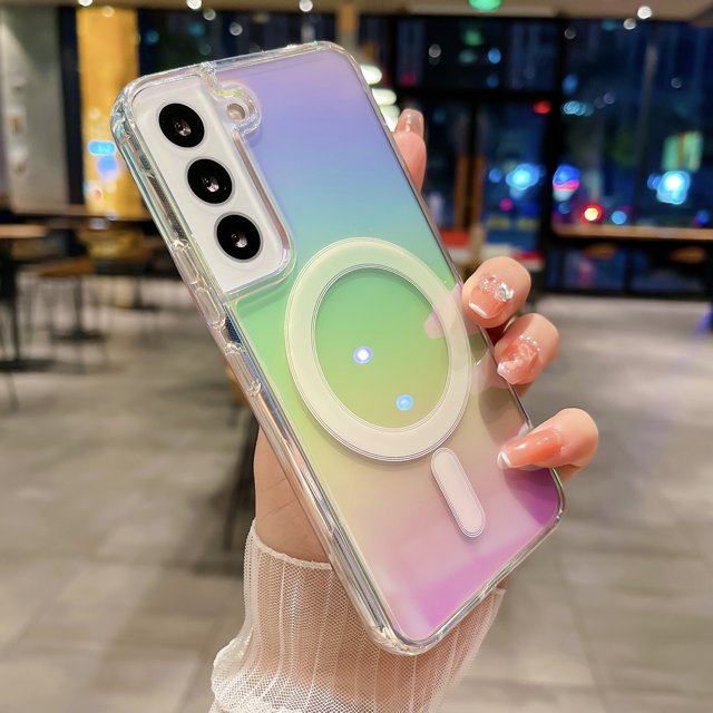 Laser Color Changing Phone Case for Samsung Galaxy S22, Color-Plated Magnetic Protective Case (Colorful,for Galaxy S22)
