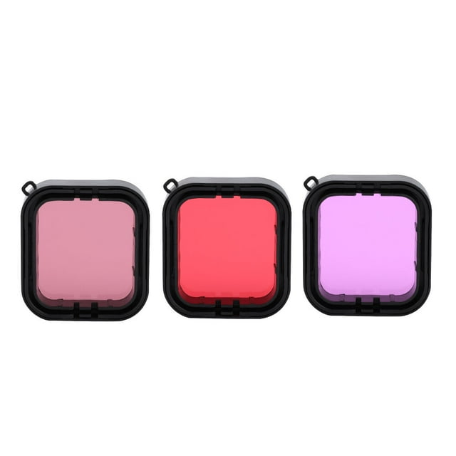Juego de 3 filtros de buceo submarino Nikou para Gopro Hero 5/6 color rojo rosa morado