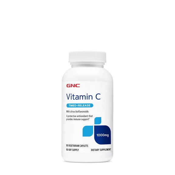 GNC Vitamin C Timed-Release 1000 mg, Includes Citrus bioflavonoids, 90 Caplets