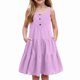 thumbnail image 2 of Teen Girls Dresses Cute Sleeveless Button-Front Tiered Dress for Girls Lightweight Summer Casual Sundress with Pockets ,Sie:90, 2 of 5