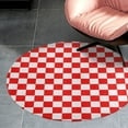 thumbnail image 4 of Small Red White Check Motorsport Race Flag Checkered Round Area Rugs for Bedroom Living Room, 3FT Soft Comfy Indoor Circle Carpets, Carpet Home Decor Floor Mat, 4 of 6
