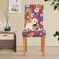 thumbnail image 4 of Yayeee 4 Pack Dining Chair Covers Stretch Parson Chairs Slipcovers Seat Protector, Red Whimsical Floral, 4 of 6