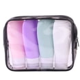 thumbnail image 1 of Juego de 4 botellas de viaje de silicona para contenedores de artículos de tocador, botellas portátiles recargables a prueba de fugas para cosméticos, champú, acondicionador para el cabello, loción, 1 of 6
