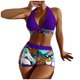 thumbnail image 2 of Mejor Belleza Mujer Traje de Baño de Moda Aumentar el tamaño 2 Piezas Tankini Tops de Bikini y Partes de Abajo Morado M, 2 of 7
