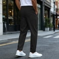 thumbnail image 3 of fatyb Mens Casual Pants Elastic Waist Drawstring Travel Pants Solid Color Lightweight Work Pants with Pockets, 3 of 7