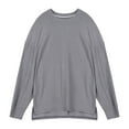 thumbnail image 4 of Mens Crewneck Sweatshirts Long Sleeve T-Shirts Casual Solid Pullover Side Slit High-Low Hem Basic Loungewear Athletic Workout Tees Tops, 4 of 4