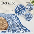 thumbnail image 2 of Christmas Boho Blue Pillow Covers, Linen Long Throw Pillow Case, Winter Poinsettia Elk Xmas Deer Flower Holiday Pillow Protector Decorative Cushion Cover for Living Room/Bedroom 20" x 30", 2 of 8