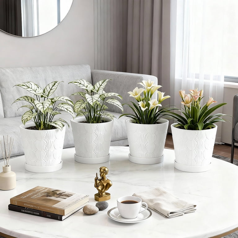 BUYMAX 5-Inch Ceramic Flower Pots, Set of 4 photo 4