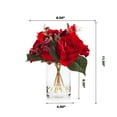 thumbnail image 3 of Enova Home Mixed Artificial Silk Roses Flowers Arrangement in Clear Glass Vase with Faux Water (Red), 3 of 3