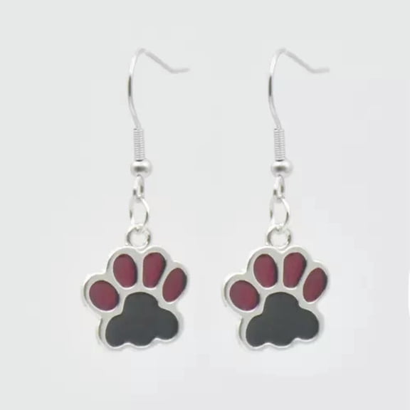 HOOUN Cute Charm Dog Paw Print Dangle Hook Earrings Women's jewelry 5 Colors-Red Black