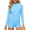 thumbnail image 3 of EYWGYA Girls Clothing Sets,Girls 2-Piece Modest Swimsuit Set,Long Sleeve UPF Rashed Guard and Swim Shorts for Beach Surf Size 3-14 Years, 3 of 6