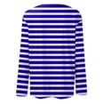thumbnail image 5 of Women's Long Sleeve Striped T-Shirt, Casual Red and White Crew Neck Top, Soft Cotton Blend, 5 of 8