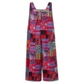 thumbnail image 4 of Women Jumpsuits Summer Overalls Multicolor Ethnic Style Square Neck Sleeveless Casual Rompers with Pockets for Girls Playsuit Blue S, 4 of 5