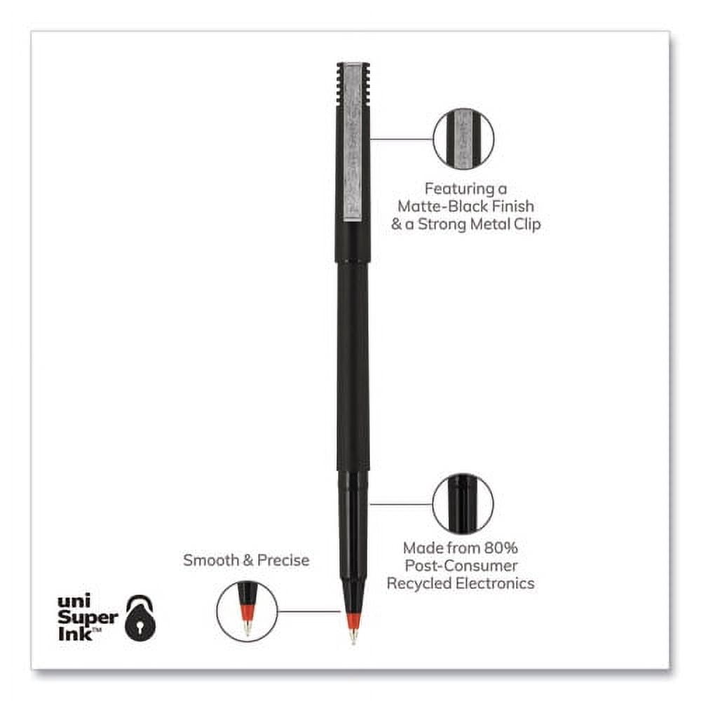 Roller Ball Pen, Stick, Micro 0.5 Mm, Red Ink, Black Matte Barrel, Dozen | Bundle of 2 Dozen