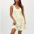 thumbnail image 6 of AUNVITO Women's Nightgown Round Neck Sleeveless with All-over Print and Pocket Casual and Fashionable Sleepwear, 6 of 7