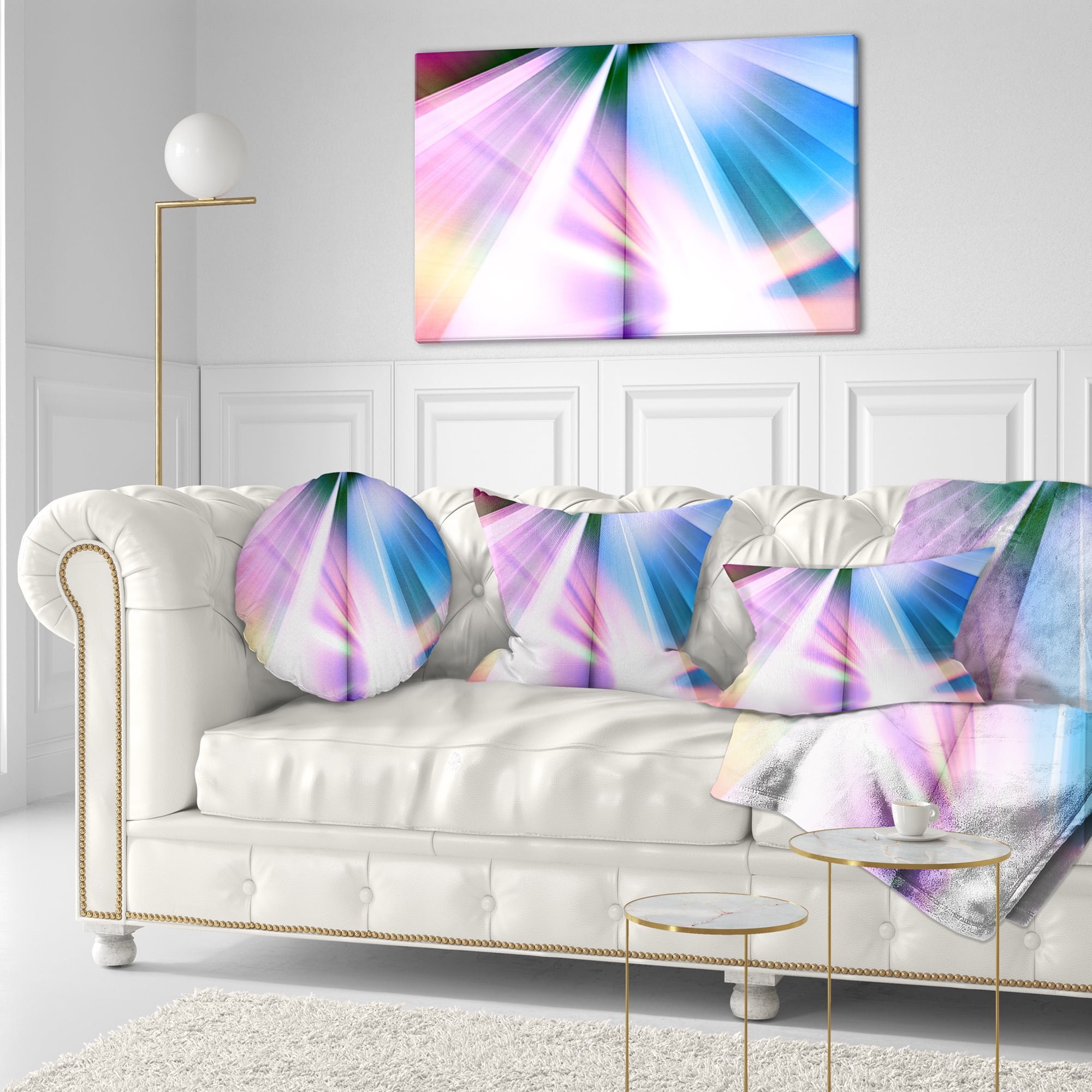 Designart Rays of Speed Blue - Abstract Throw Pillow - 12x20
