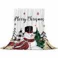 thumbnail image 2 of Christmas Plaid Throw Flannel Blanket 50x80In Snowman Stars Xmas Tree Super Soft Cozy Bed Blanket, Lightweight Plush Fuzzy Bed Throw for Bedroom Sofa Couch Living Room, 2 of 4