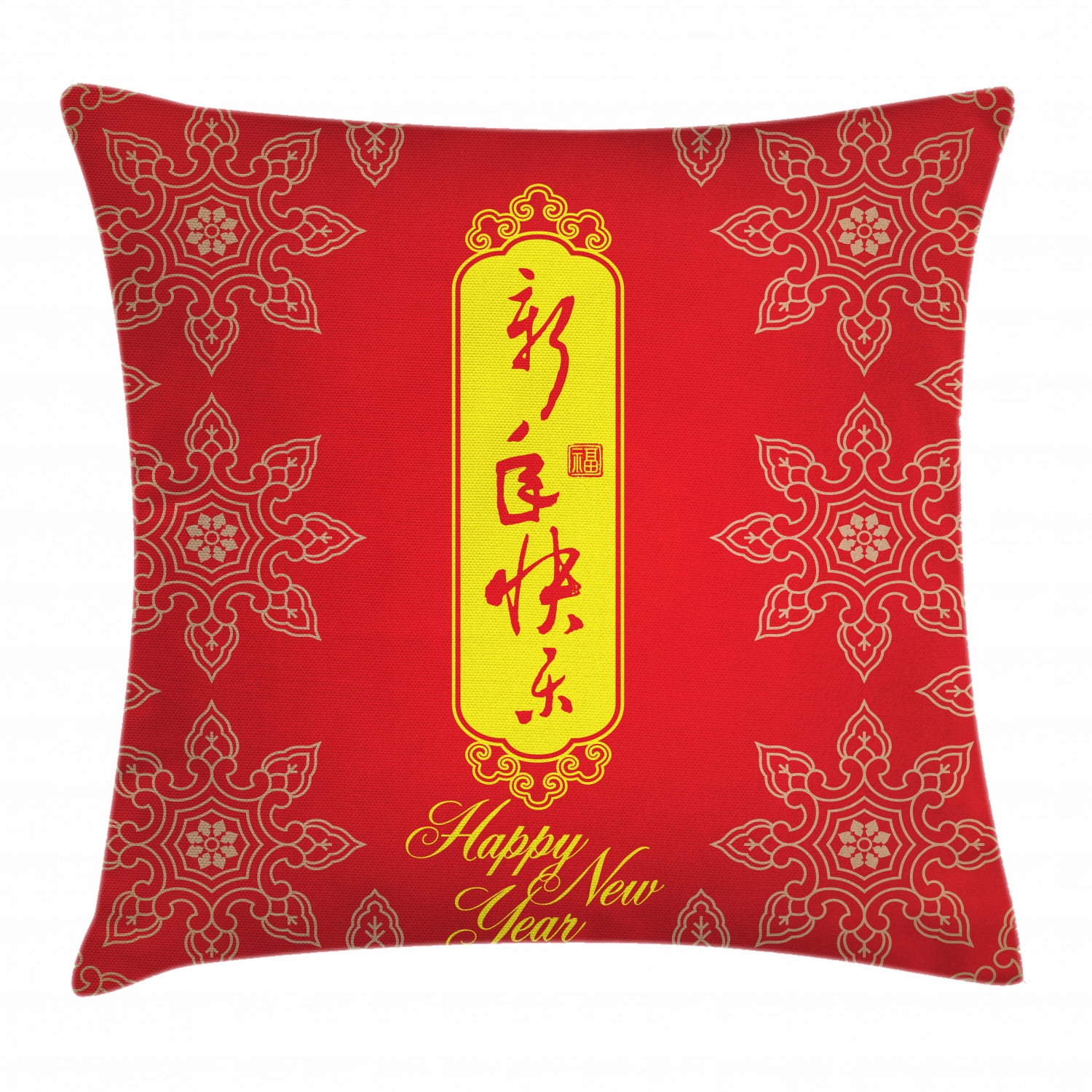 Chinese New Year Throw Pillow Cushion Cover, Ancient Asian Flower