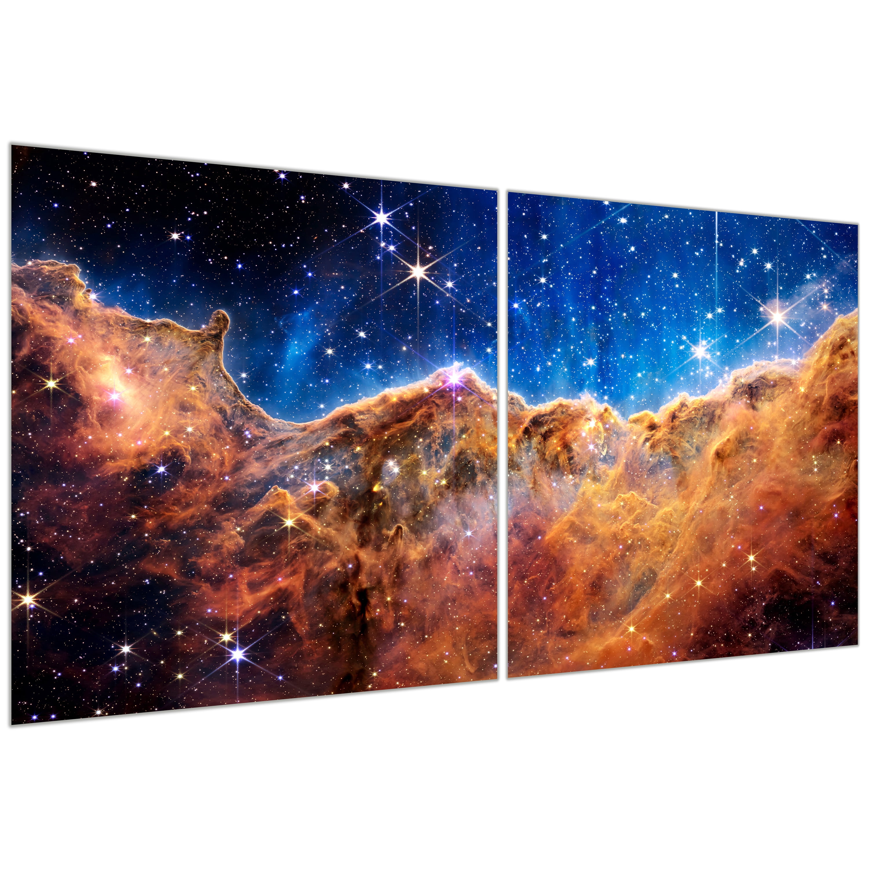 "Mountains of the Carina Nebula I & II" Frameless Reverse Printed Tempered Art Glass Wall Art