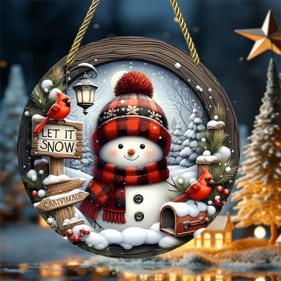 Sinkoo Snowman Suncatcher for Window Hanging, 8"x8" Christmas Decor, Unique Sun Catcher Gifts for Family and Friends, Indoor/Outdoor Window Art Ornaments