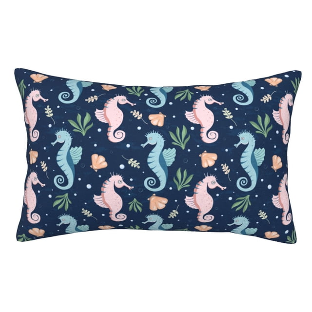 Lsque Seahorses And Plants Pattern Bedding Waterproof Pillow Protector Zippered Queen – Bed Bug Proof Pillow Encasement-20"x30"