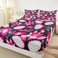 thumbnail image 3 of jejeloiu Pitaya Bed Sheets,Tropical Fruit King Sheets,Pink Black Sheet Set For Men Women,Super Cozy Room Decor,4-Piece, 3 of 7