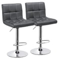 thumbnail image 1 of Yaheetech Bar Stools Set of 2, PU Leather Swivel Bar Stools with Backrest, Armless Adjustable Bar Chairs, X-Large Seat Counter Height Barstools for Kitchen Island, Gray, 1 of 4