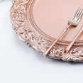 thumbnail image 4 of BalsaCircle 24 Rose Gold 14" Metallic Acrylic Wooden Textured Round Baroque Plastic Charger Plates, 4 of 8