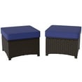 thumbnail image 3 of EAGLE PEAK Azure Bay 2 Pieces Wicker Patio Ottoman Set Weather-Resistant Cushions for Patio Deck Backyard Poolside, Brown Wicker and Blue Cushions, 3 of 8