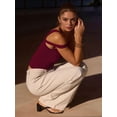 thumbnail image 6 of Women's One Shoulder Asymmetric Strapless Tube Fitted Y2k Tank Going Out Outfit Top Deep Red L, 6 of 8
