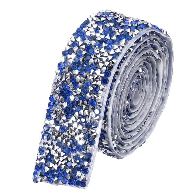 Crystal Rhinestone Ribbon Roll, 1 Yard x 1 Inch Self-Adhesive Rhinestone Strips Black AB