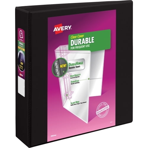 Avery Durable View 3 Ring Binder, 2' Slant Rings, 1 Black Binder 2' Binder Capacity - Letter - 8 1/2' x 11' Sheet Size - 500 Sheet Capacity - 3 x Slant D-Ring Fastener(s) - 2 Internal Pocket(s)