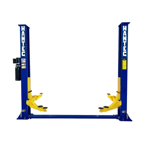 Rampa Hidráulica Automotriz 2 Postes Altura libre HANTEC 10,500 Lbs 110V color Azul