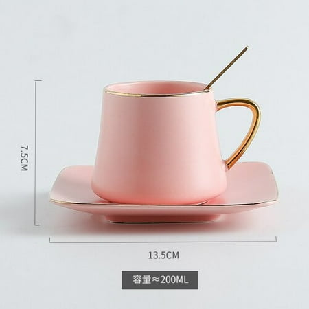 

Portable Mug and Saucer Creative Pink Reusable Coffee Cup Spoon Kitchen Breakfast Canecas Kitchenware