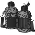 Black and Gray Leopard Print Pattern 74oz Half Gallon Water Bottle with ...