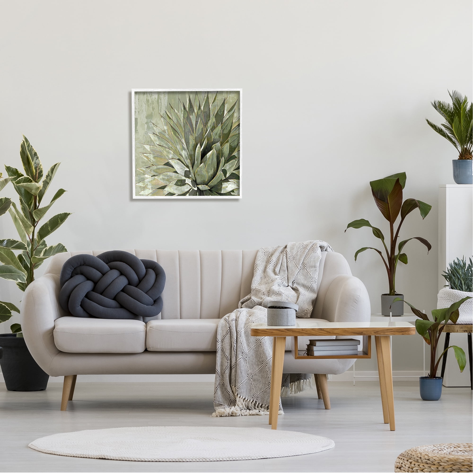 Stupell Industries Green Botanical Abstract Leaves Botanical & Floral Painting White Framed Art Print Wall Art