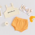 thumbnail image 2 of Bagilaanoe 3pcs Newborn Baby Girl Shorts Set Sleeveless Letter Print Camisole Tops + Shorts + Headband 3M 6M 12M 18M Infant Casual Summer Clothes, 2 of 7