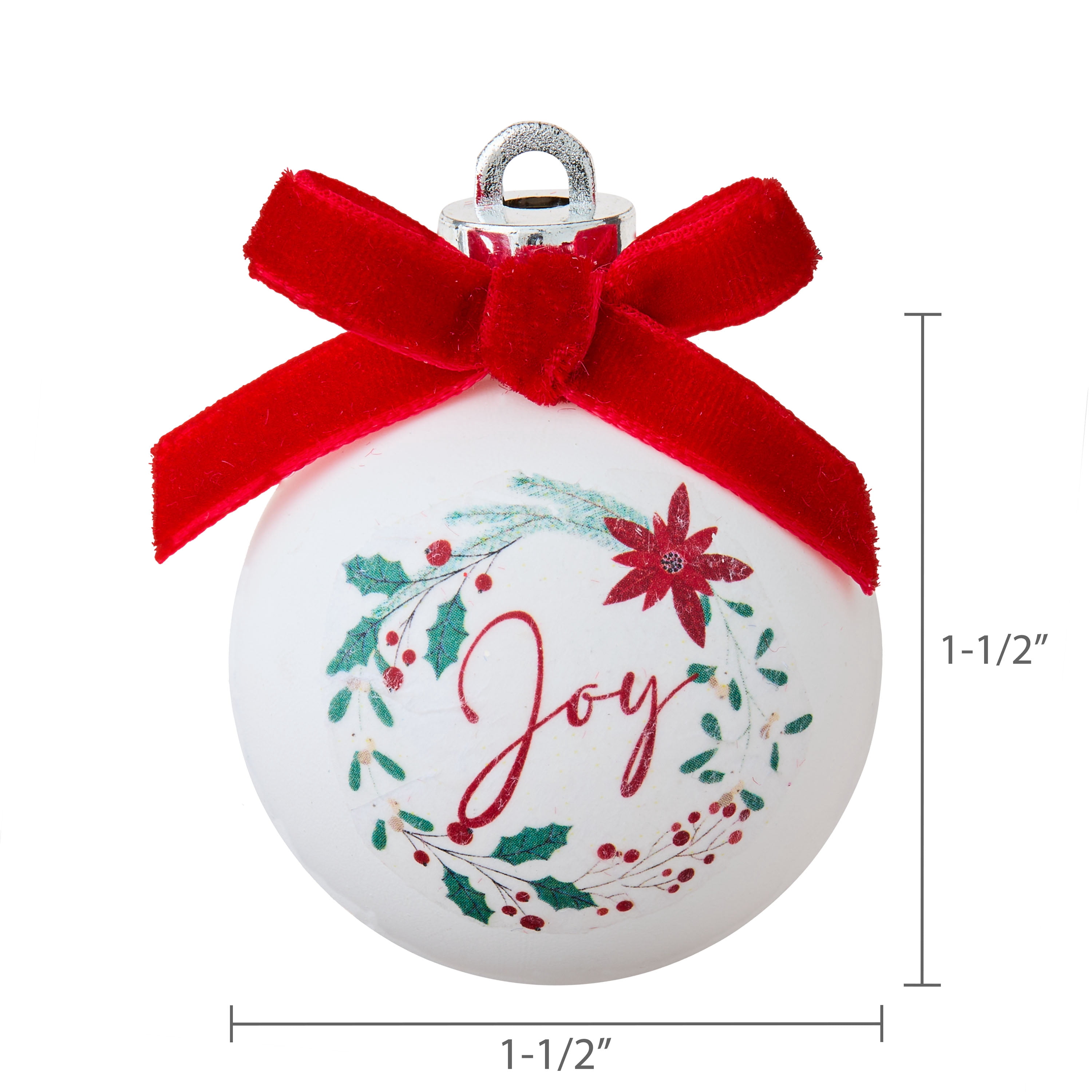 Red and White Ball Mini Christmas Ornaments, 12 Count, by Holiday Time