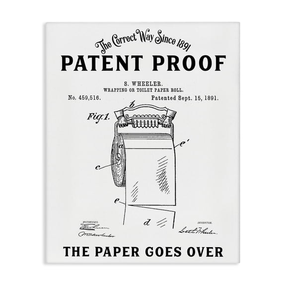 Stupell Industries Eclectic Toilet Paper Goes Over Canvas Art, 16 x 20, by Lettered and Lined